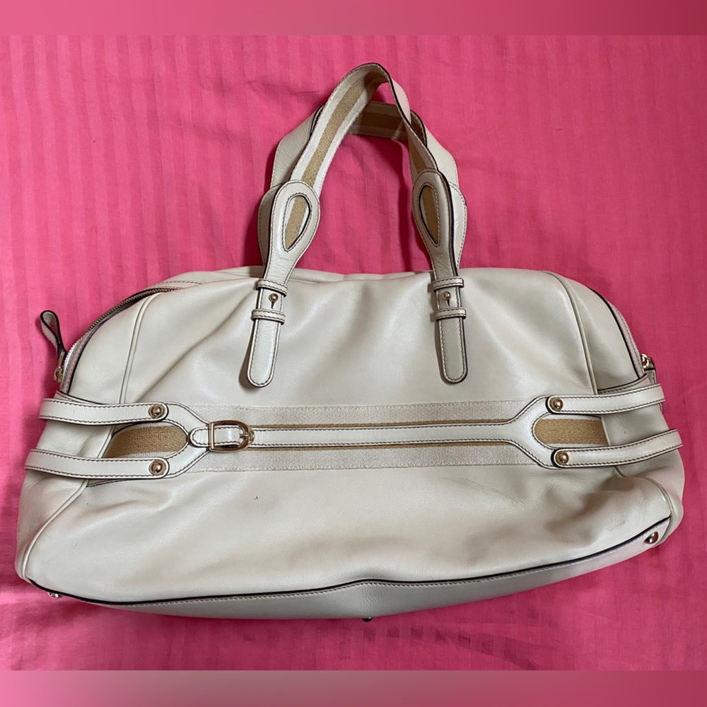 Vintage Gucci Leather Beige Gold Bag